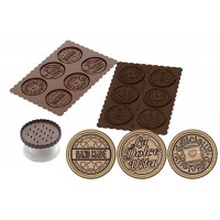 Chocolat cookie silicone mold + round cookies cutter Dolce Vita Silikomart