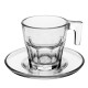 Juego de 6 tazas de café con plato cristal transparente Casablanca