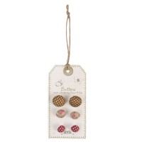 Botones decorativos de Tela marrón y rosa (6 unidades)