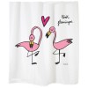 Rideaux de douche blanc "Pink flamingos"