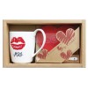 Set mug labios + Cucharilla+ Posavasos corazón "Mrs."