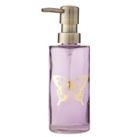 Dispensador cristal jabón baño morado mariposa