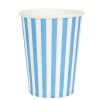 White paper cups with blue stripes 