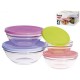 Set 4 bowls cristal con tapas de colores