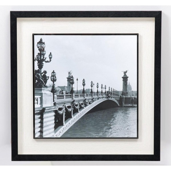 Cuadro imagen puente en blanco y negro con cristal 44x44 cm