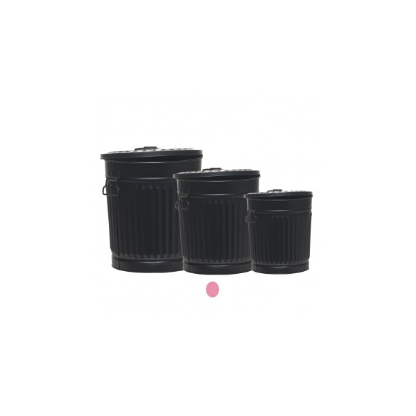 Cubo basura metálico negro con tapa Vintage 37xh37 cm