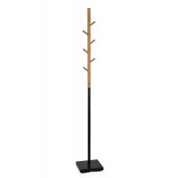 Perchero de pie en bambú y metal negro 176 cm