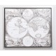 Cuadro lienzo mapa mundi gris con marco metálico 54x64cm