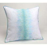 Cojín algodón con relleno bordado rayas azul turquesa 40x40 cm