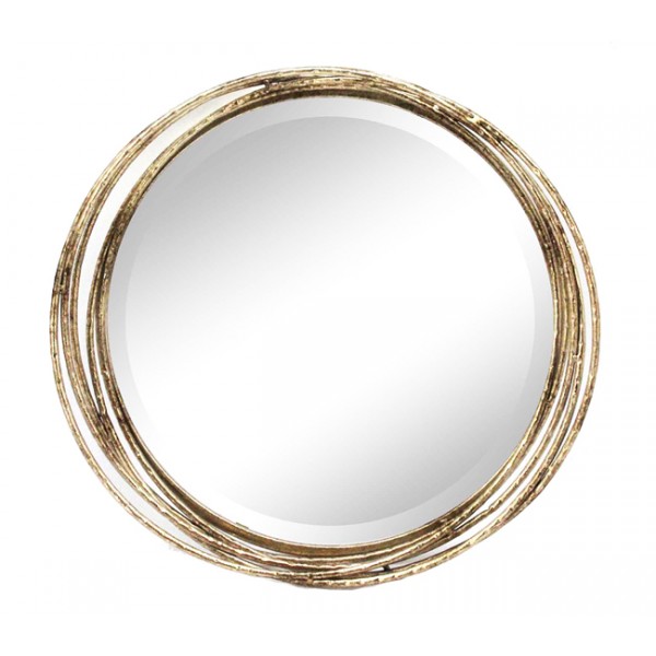 Espejo decorativo redondo marco metálico aros dorados 44cm