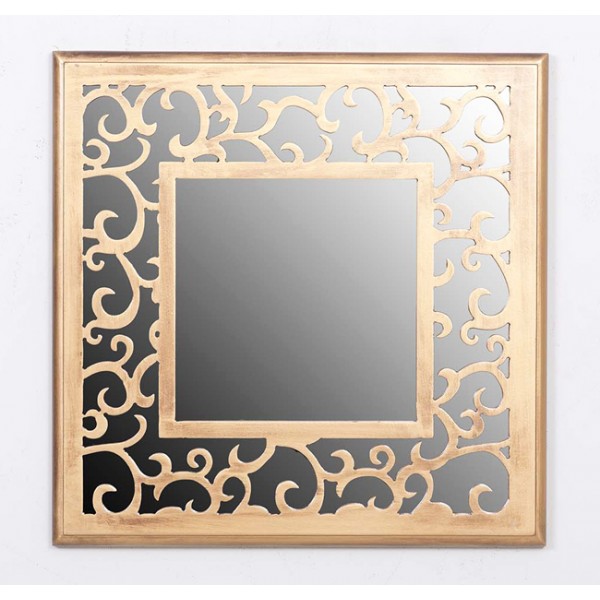 Espejo cuadrado resina Antique dorado 39,5x39,5 cm