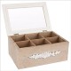 Caja te 6 compartimentos madera flores 24x17x10h cm
