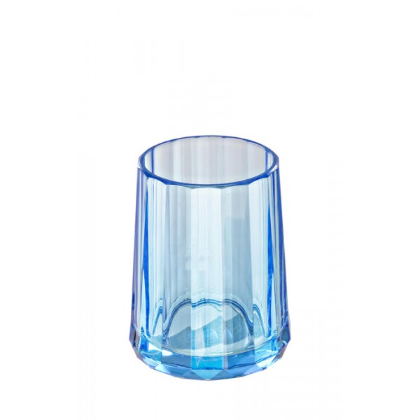 Vaso para cepillos baño acrílico azul Ø8x9,7h cm
