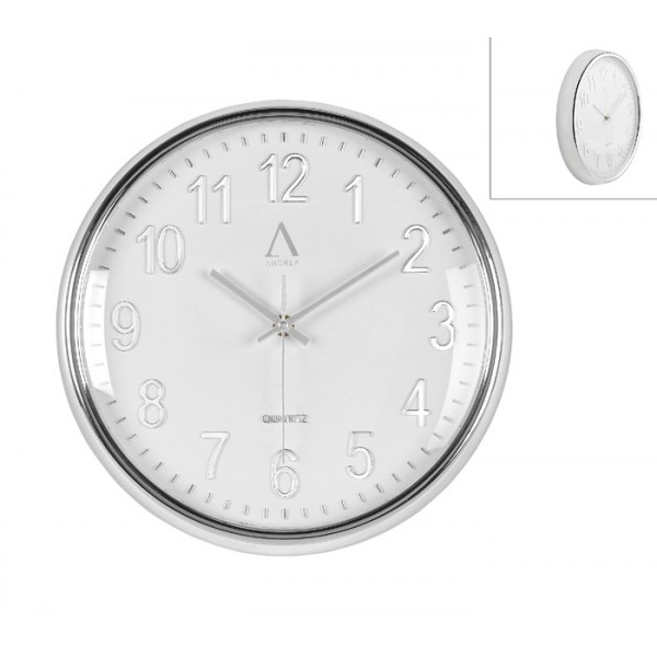 Reloj de pared retro cromado esfera blanca 30cm