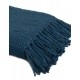 Manta plaid de algodón tacto suave con flecos y color azul con hilo dorado. Ideal para tu salón o un pie de cama. Entra ahora y 