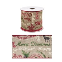 Rollo lazo cinta regalo navidad marrón con letras colores Merry Christmas 6,3cm x 4 m