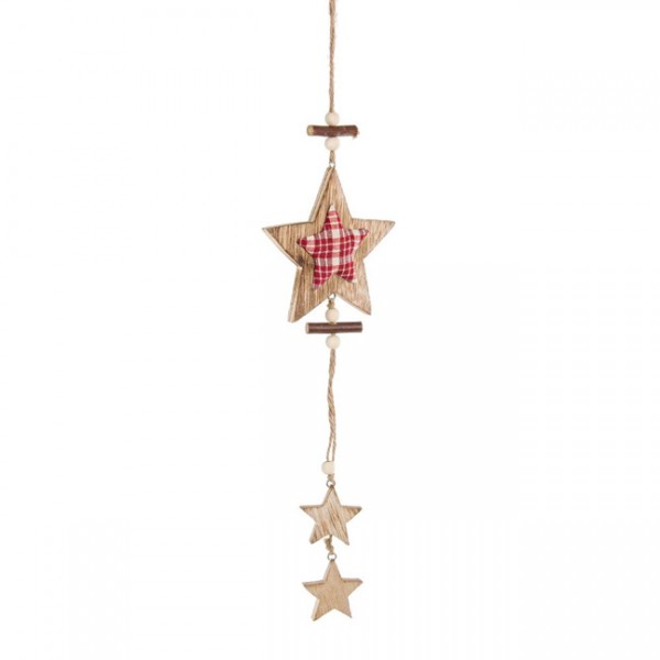 Adorno colgante Navidad en madera estrella 10,5x42cm