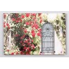 Cuadro con forja ventana con flores rosas rojas 40x60 cm