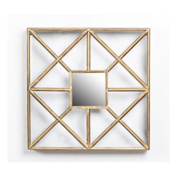 Espejo marco metálico dorado Geométrico 50x50cm