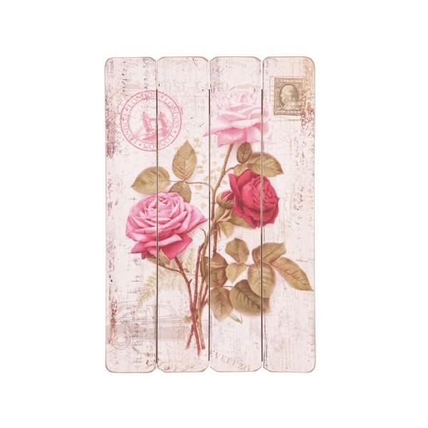 Cuadro placa madera dibujo Rosas 40x60cm