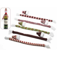 Bufanda y gorro lana navideños para decorar botellas