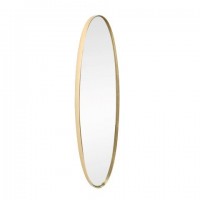 Espejo ovalado marco metálico dorado mate fino 77,5x21x4 cm