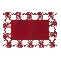 Mantel individual rectangular fieltro rojo campanas Navidad 45x30cm