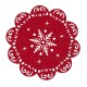 Mantel individual redondo fieltro rojo copo de nieve 25cm 