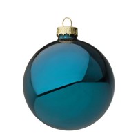 Bola árbol de Navidad cristal lisa azul brillante 8 cm