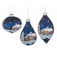 Bola árbol de Navidad cristal azul estampado casa nevada 3 formas 8cm