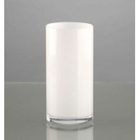 Jarrón cilíndrico cristal soplado blanco Ø10x20h cm