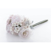 Ramo bouquet flores rosas y blancas con nieve Ø25x40h cm