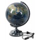 Globo bola del mundo con luz azul con pie plateado 45x30cm