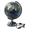 Globo bola del mundo con luz azul con pie plateado 45x30cm