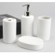 Set baño cerámico 4 piezas liso blanco: dispensador jabón, vaso, vaso cepillos y jabonera