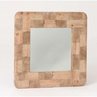 Espejo cuadrado marco tablas madera rústica 67x67 cm