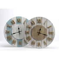 Reloj de pared tablas de madera y números de cuerda 2 modelos Ø40 cm
