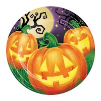 Platos papel redondos 23cm 8 unidades Calabazas Halloween Pumpkin Party