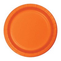Platos papel redondos 18cm 8 unidades color naranja liso Halloween