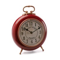 Reloj de mesa vintage rojo y dorado Ø21 cm
