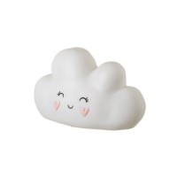 Lámpara led infantil poliresina forma de nube blanca con carita 21,50x11,50x12h cm
