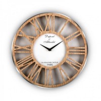 Reloj de pared marco aluminio plata y números en madera Ø40 cm