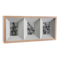 Portafotos múltiple marco madera fondo blanco 3 fotos 10x15 cm