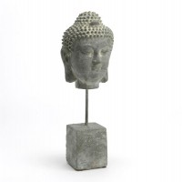 Figura cemento cabeza Buda con peana 28h cm
