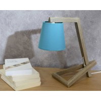 Lámpara de mesa base madera y pantalla azul real Suzanne 18x24xh35 cm