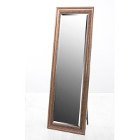 Espejo marco resina efecto madera oscura relieve detalle clásico hojas con pie soporte 40x150cm