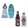 Abridor botellas con formas divertidas: Faro, Tabla Surf, Botella Soda y Botella Mensaje