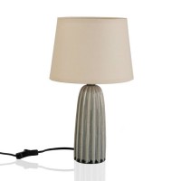 Lámpara mesa con pie cerámico cactus gris con pantalla beige Sinaloa Ø22x38h cm