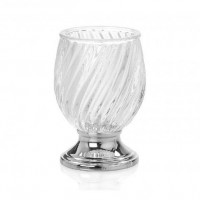 Vaso portacepillos cristal relieve base plateada 7,5x12,5cm