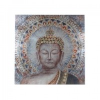 Lienzo cuadro cara Buda marrón y azul 80x80 cm
